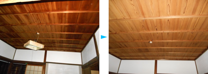 白木洗い天井　作業例