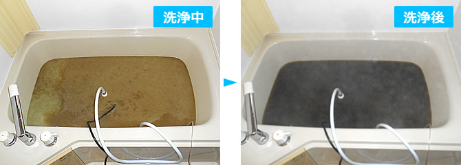 風呂釜洗浄（追い焚き配管洗浄）の作業例 